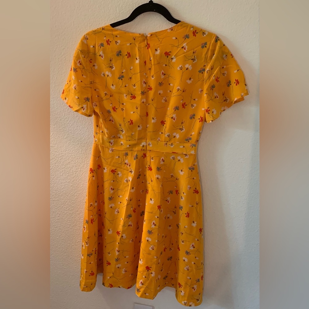 MADEWELL YELLOW SILK V-NECK FLORAL DRESS - 00 - Picture 3 of 7